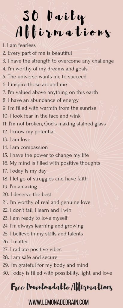 Positive Affirmations: Plus Free Downloadable files - Lemonade Brain