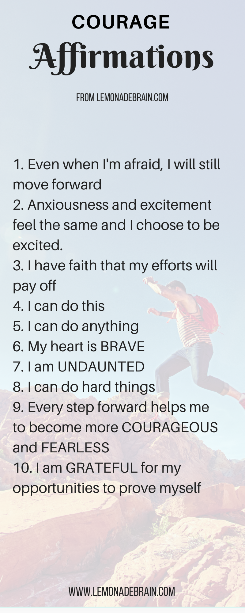 Courage affirmations - Lemonade Brain