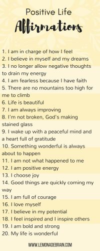 Positive life affirmations - Lemonade Brain